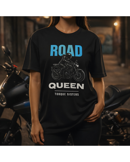 ROAD QUEEN Women’s Motorcycle T-Shirt | Black & Teal